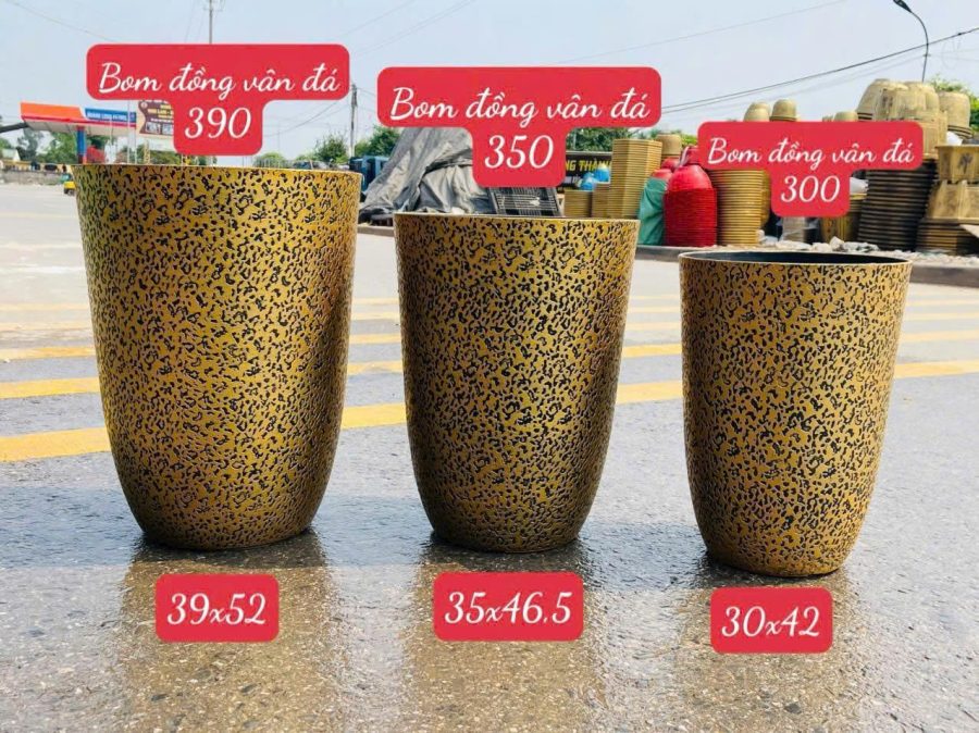 Chậu bom đồng vân đá
